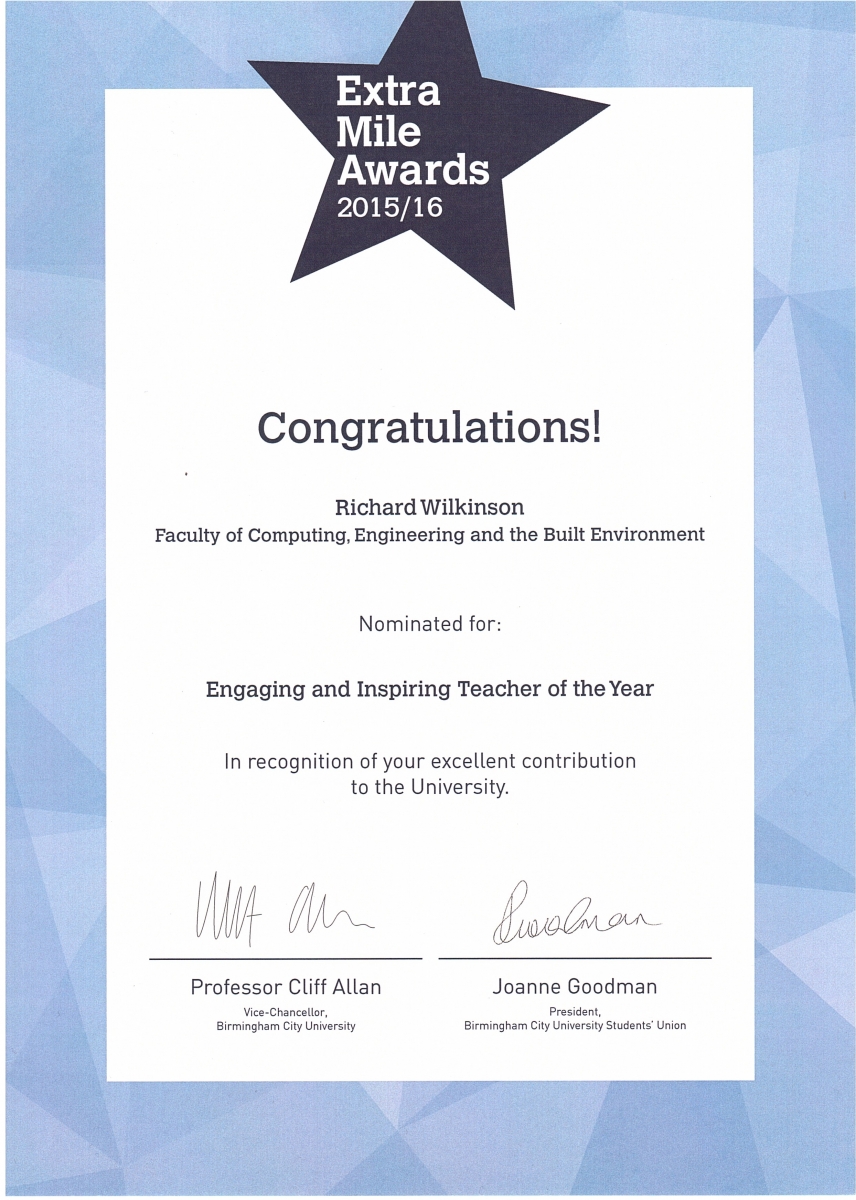 Extra Mile Award Nomination